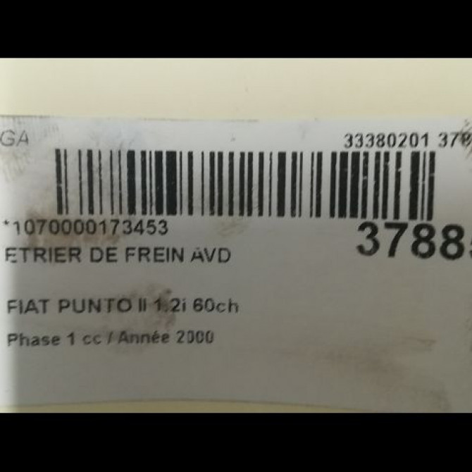 Etrier de frein avant droit occasion FIAT PUNTO II Phase 1 10-1999->05-2003 1.2i 60ch 9946107 3