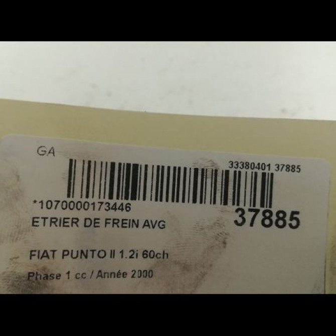 Etrier de frein avant gauche occasion FIAT PUNTO II Phase 1 10-1999->05-2003 1.2i 60ch 9946103 3