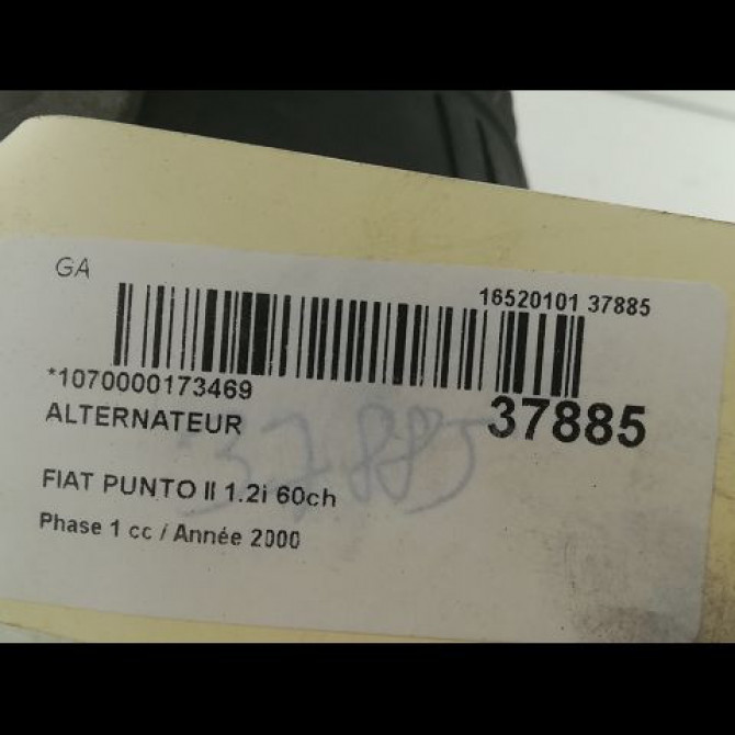 Alternateur occasion FIAT PUNTO II Phase 1 10-1999->05-2003 1.2i 60ch 46542889 3