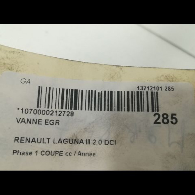 Vanne EGR occasion RENAULT LAGUNA III Phase 1 COUPE 08-2008->03-2013 2.0 DCI 175ch 4