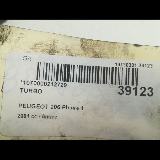 Turbo occasion PEUGEOT 206 Phase 1 09-1998->03-2009 3