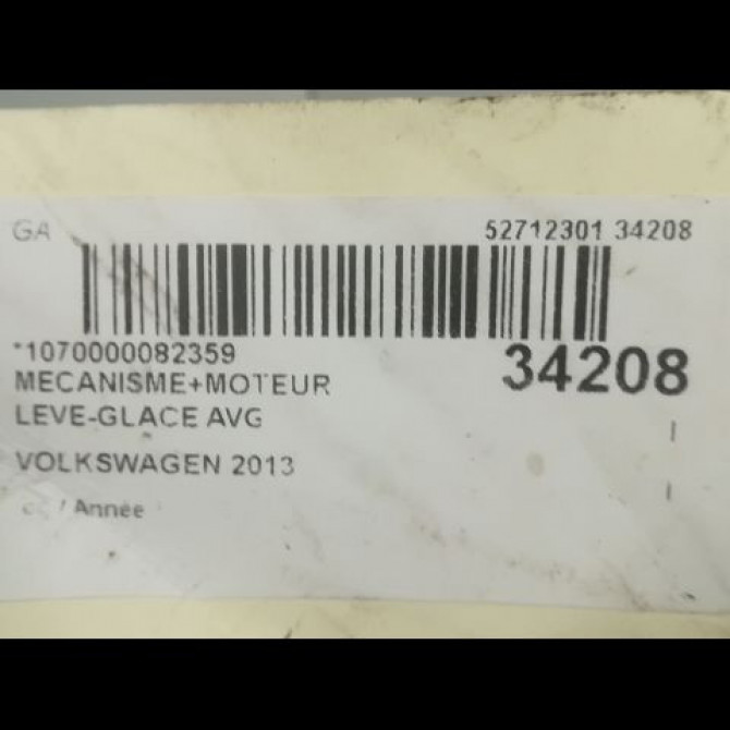 Mecanisme+moteur leve-glace avg occasion VOLKSWAGEN PASSAT VI Phase 1 10-2010->... 2.0 TDI 140ch 3AA837461C 3