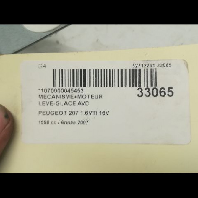 Mecanisme + moteur lève-glace avant droit occasion PEUGEOT 207 Phase 1 04-2006->06-2013 1.6 VTI 16v 120ch 9222FS 4