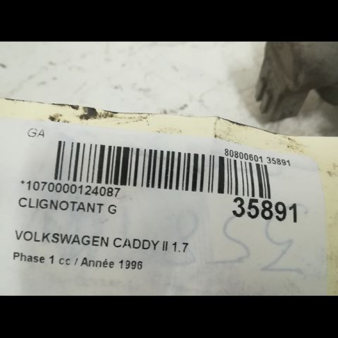 Clignotant gauche occasion VOLKSWAGEN CADDY II Phase 1 09-1996->03-2004 1.7 SDI 6K5953049B 3