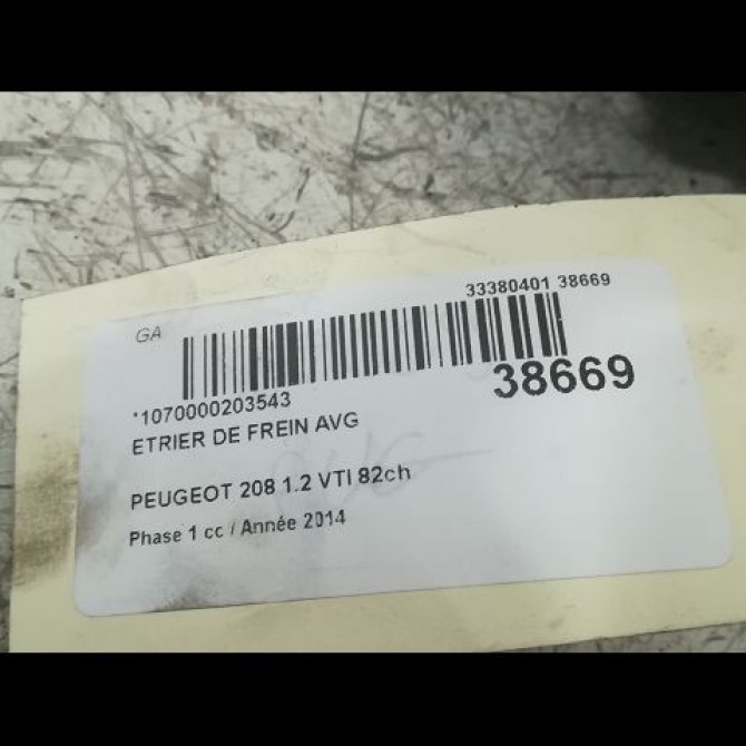 Etrier de frein avant gauche occasion PEUGEOT 208 208 Phase 1 2012-03-01->2015-09-30 1.2 VTI 82ch 4400R6 3