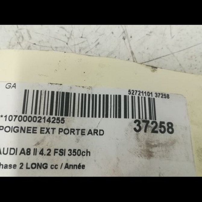 Poignee ext porte ard occasion AUDI A8 II Phase 2 LONG 12-2007->12-2009 4.2 FSI 350ch 4E0839205GGRU 3