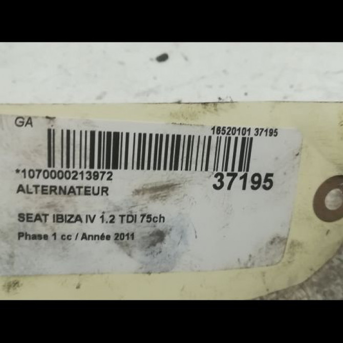 Alternateur occasion SEAT IBIZA IV Phase 1 05-2008->01-2012 1.2 TDI 75ch 3P903023B 4