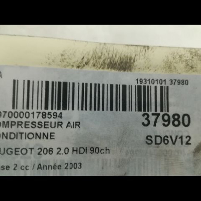 Compresseur air conditionne occasion PEUGEOT 206 Phase 2 02-2003->02-2009 2.0 HDI 90ch 6453LA 3