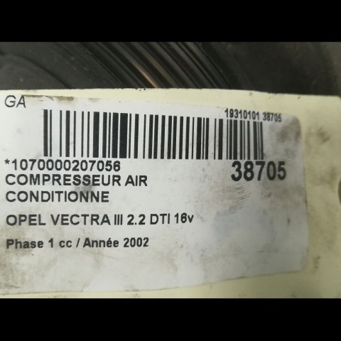 Compresseur air conditionne occasion OPEL VECTRA III Phase 1 06-2002->10-2005 2.2 DTI 16v 125ch 13140505 4