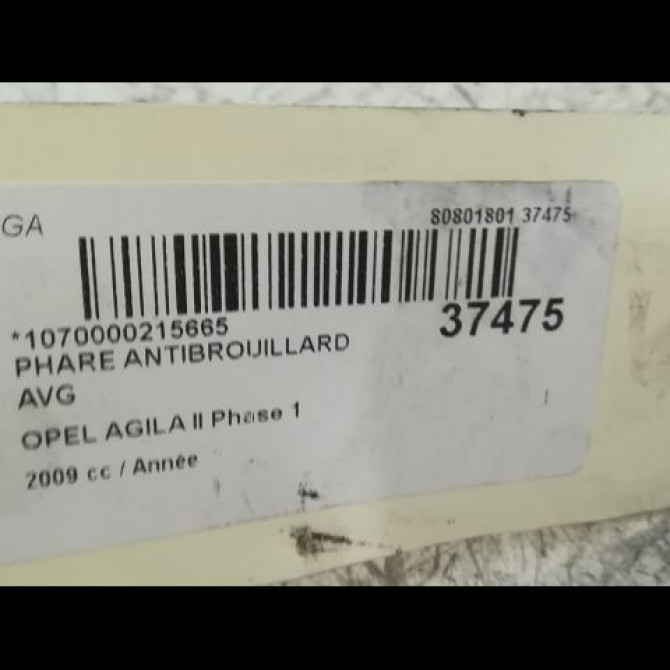 Phare antibrouillard avant gauche occasion OPEL AGILA II Phase 1 03-2008->12-2014 95509057 3