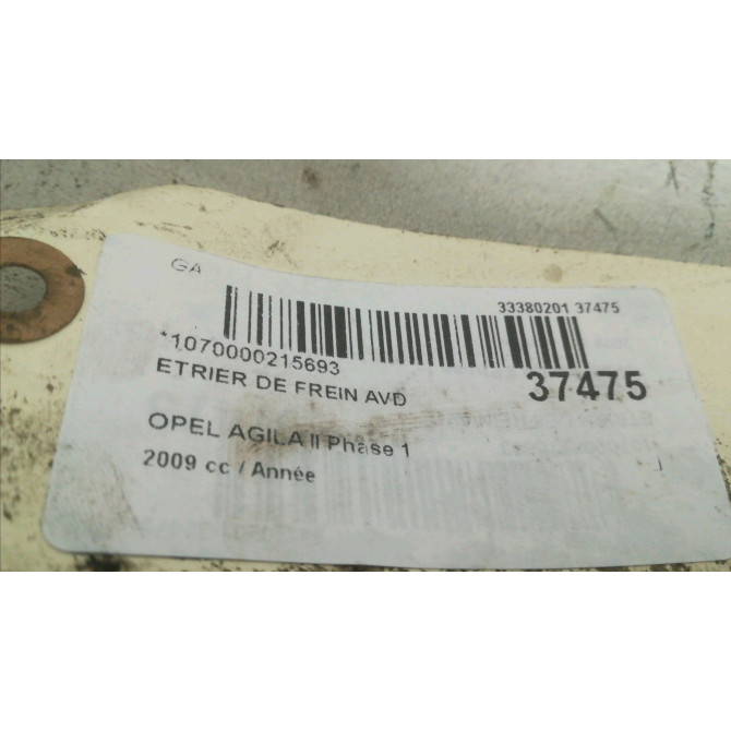 Etrier de frein avant droit occasion OPEL AGILA II Phase 1 03-2008->12-2014 93192955 3