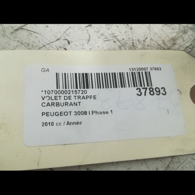 Volet de trappe carburant occasion PEUGEOT 3008 I Phase 1 04-2009->12-2013 3