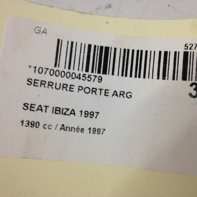 Serrure porte arg occasion SEAT IBIZA II Phase 2 05-1996->09-1999 1.4 5