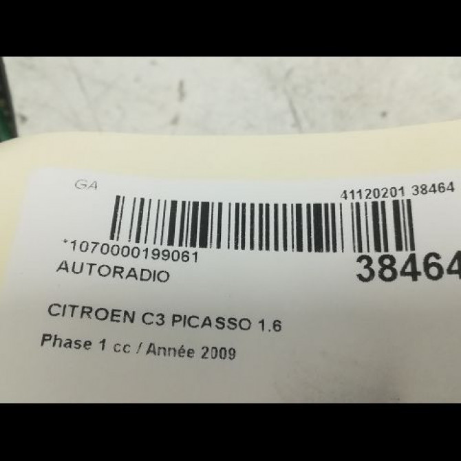 Autoradio occasion CITROEN C3 PICASSO Phase 1 02-2009->08-2012 1.6 HDi 90ch  6579PF