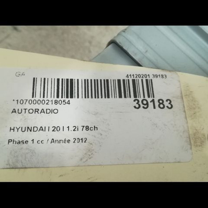 Autoradio occasion HYUNDAI I 20 I Phase 1 04-2009->06-2012 1.2i 78ch 3