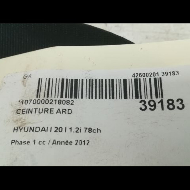 Ceinture arrière droite occasion HYUNDAI I 20 I Phase 1 04-2009->06-2012 1.2i 78ch 4