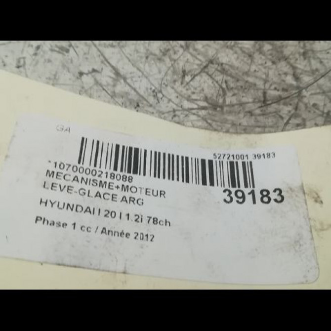 Mecanisme+moteur leve-glace arg occasion HYUNDAI I 20 I Phase 1 04-2009->06-2012 1.2i 78ch 3