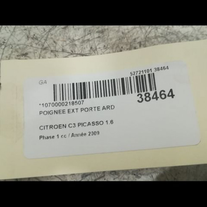 Poignee ext porte ard occasion CITROEN C3 PICASSO Phase 1 02-2009->08-2012 1.6 HDi 16v 90ch 3