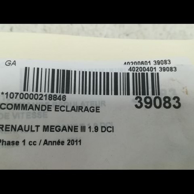 Commande eclairage occasion RENAULT MEGANE III Phase 1 11-2008->01-2012 1.9 DCI 130ch 255670019R 3