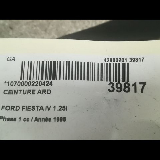 Ceinture arrière droite occasion FORD FIESTA IV Phase 1 09-1995->09-1999 1.25i 1107633 4
