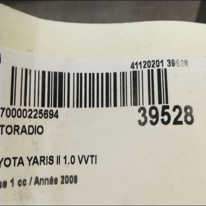 Autoradio occasion TOYOTA YARIS II Phase 1 12-2005->11-2009 1.0 VVTI 861200D210 3