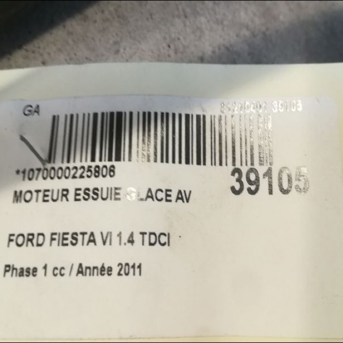 Moteur essuie-glace avant occasion FORD FIESTA VI Phase 1 10-2008->11-2012 1.4 TDCI 70ch 1698869 3