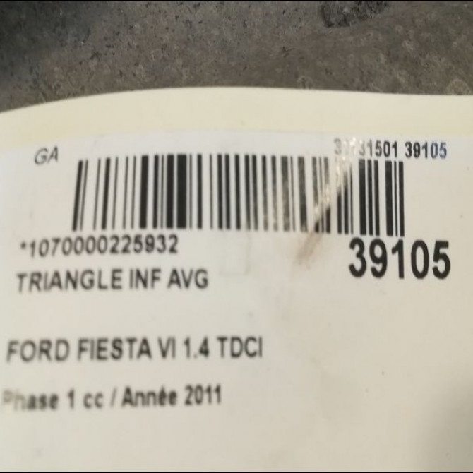 Triangle inf avg occasion FORD FIESTA VI Phase 1 10-2008->11-2012 1.4 TDCI 70ch 1737305 2