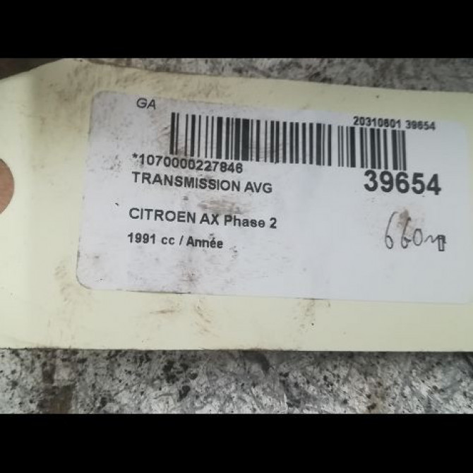 Transmission avant gauche occasion CITROEN AX Phase 2 07-1991->06-1998 3272V2 2