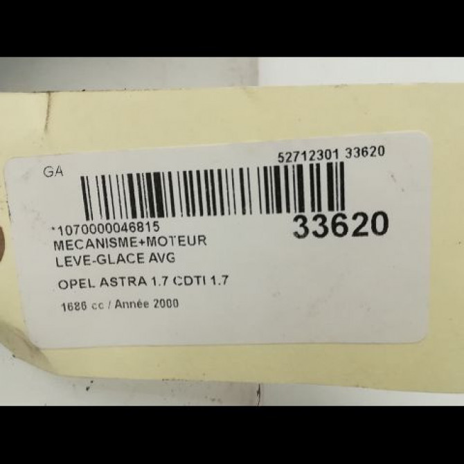 Mecanisme+moteur leve-glace avg occasion OPEL ASTRA II Phase 1 04-1998->09-2004 1.7 16v DTI 75ch 4