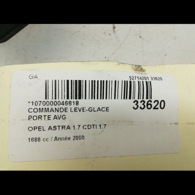 Commande lève-glace porte avant gauche occasion OPEL ASTRA II Phase 1 04-1998->09-2004 1.7 16v DTI 75ch 9100301 5