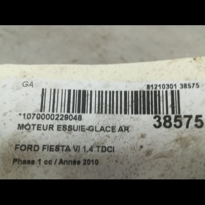Moteur essuie-glace arrière occasion FORD FIESTA VI Phase 1 10-2008->11-2012 1.4 TDCI 68ch 1774291 3