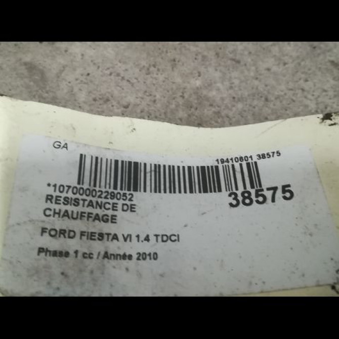 Resistance de chauffage occasion FORD FIESTA VI Phase 1 10-2008->11-2012 1.4 TDCI 68ch 1847910 2
