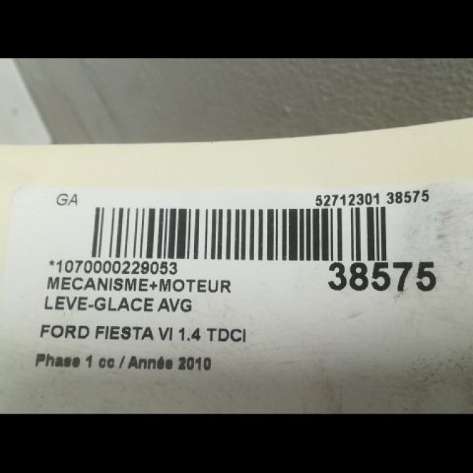 Mecanisme+moteur leve-glace avg occasion FORD FIESTA VI Phase 1 10-2008->11-2012 1.4 TDCI 68ch 1837995 3