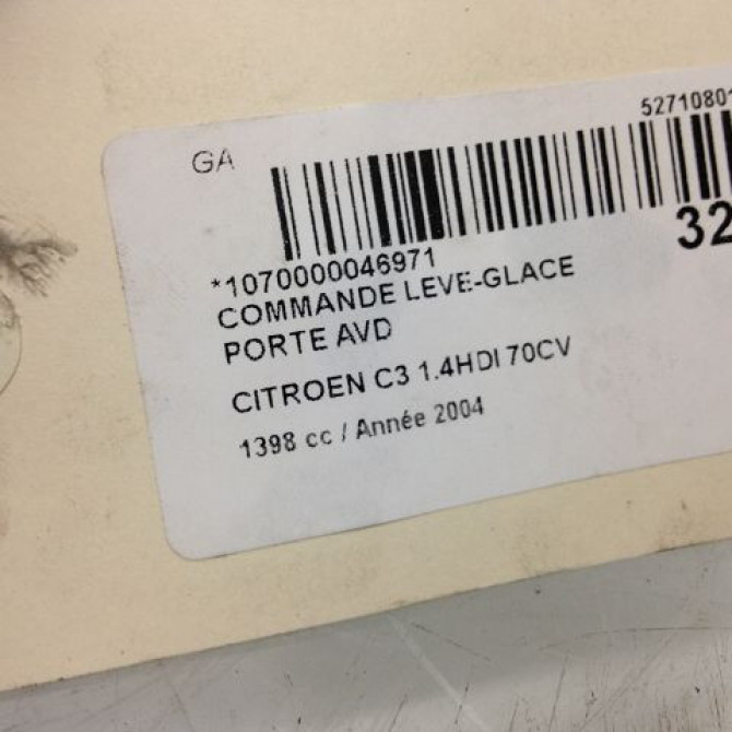Commande lève-glace porte avant droite occasion CITROEN C3 I Phase 1 04-2002->10-2005 1.4 HDi 5