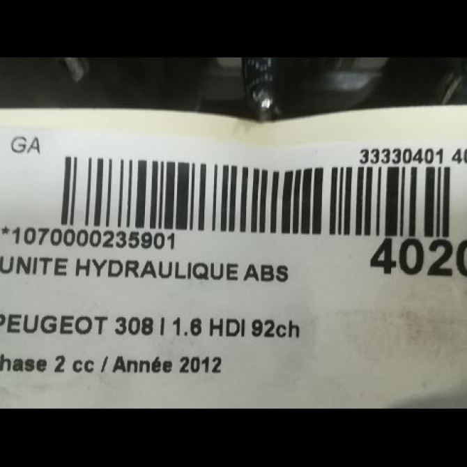 Unité hydraulique ABS occasion PEUGEOT 308 I Phase 2 04-2011->12-2014 1.6 HDI 92ch 1607126180 3