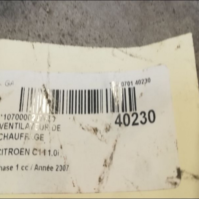 Ventilateur de chauffage occasion CITROEN C1 I Phase 1 06-2005->11-2008 1.0i 3