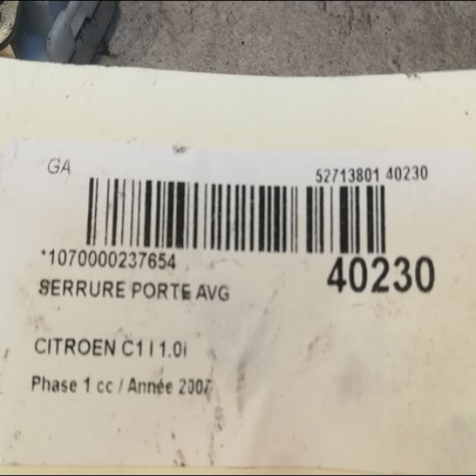 Serrure porte avg occasion CITROEN C1 I Phase 1 06-2005->11-2008 1.0i 9135S2 3