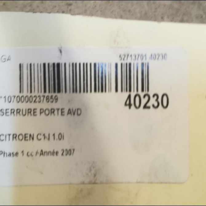 Serrure porte avd occasion CITROEN C1 I Phase 1 06-2005->11-2008 1.0i 9136T0 3