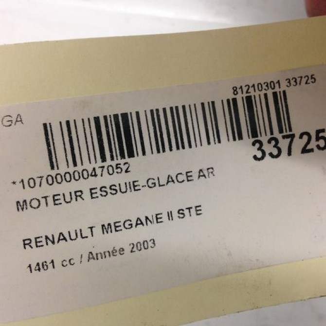 Moteur essuie-glace arrière occasion RENAULT MEGANE II Phase 1 09-2003->12-2005 1.5 DCI 80ch 8200080900 5