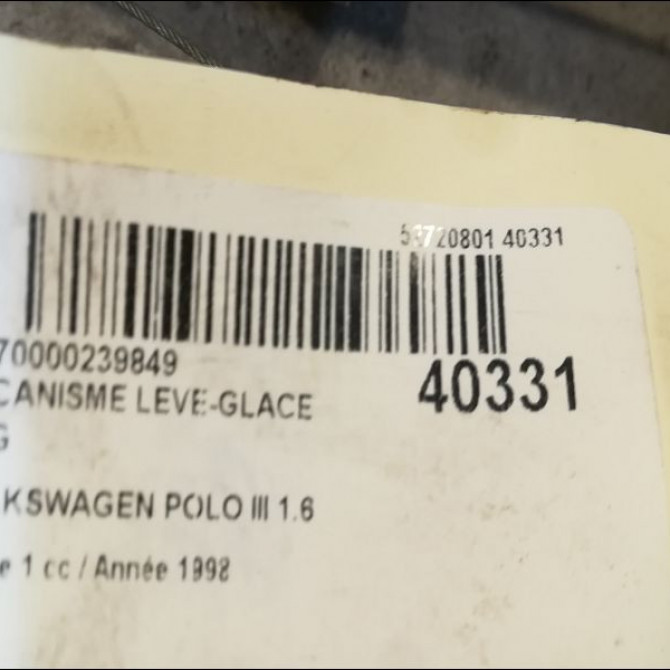 Mecanisme leve-glace arrière gauche occasion VOLKSWAGEN POLO III Phase 1 10-1994->11-1999 1.6 6N4839401A 3