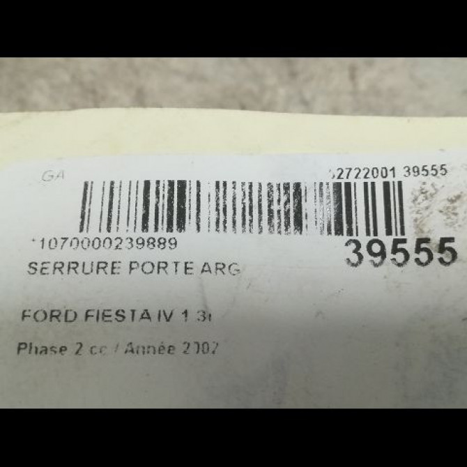 Serrure porte arg occasion FORD FIESTA IV Phase 2 09-1999->09-2002 1.3i 4594923 3
