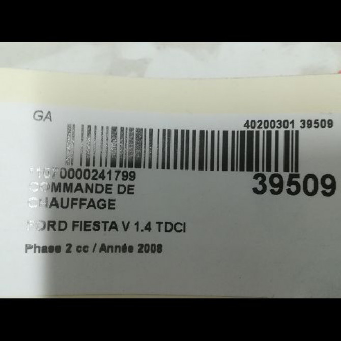 Commande de chauffage occasion FORD FIESTA V Phase 2 10-2005->10-2008 1.4 TDCI 3