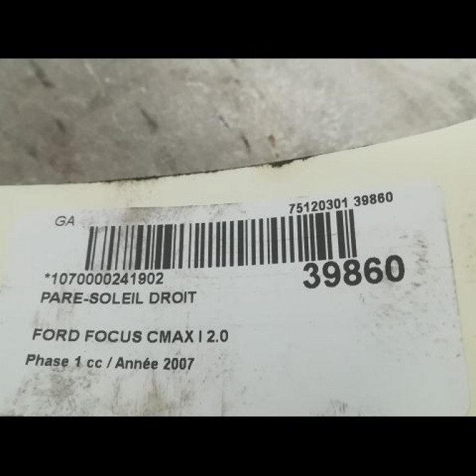 Pare-soleil droit occasion FORD FOCUS CMAX I Phase 1 09-2003->03-2007 2.0 TDCI 16v 135ch 1880327 3