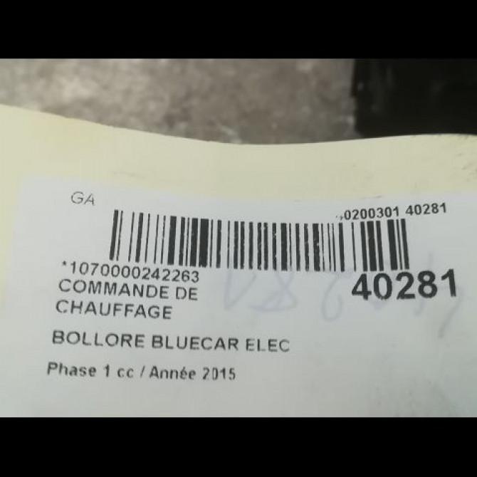 Commande de chauffage occasion BOLLORE BLUECAR Phase 1 01-2011->... ELEC 3