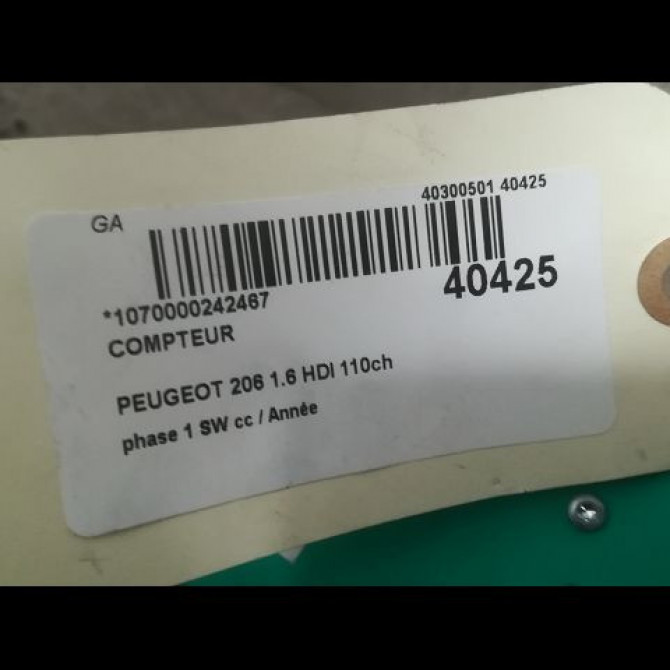 Compteur occasion PEUGEOT 206 206 phase 1 SW 2002-06-01->2006-12-31 1.6 HDI 110ch 6106LK 3