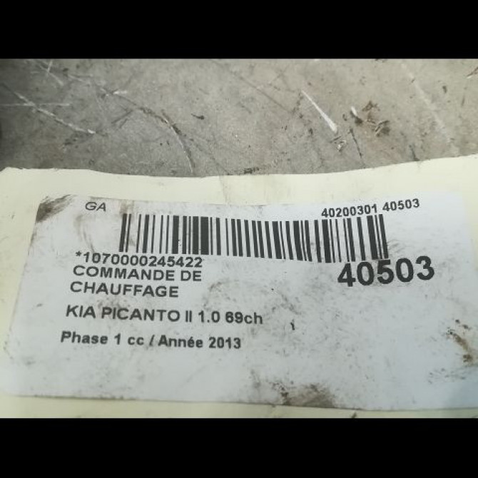 Commande de chauffage occasion KIA PICANTO II Phase 1 07-2011->... 1.0 69ch 972501Y100EQ 3