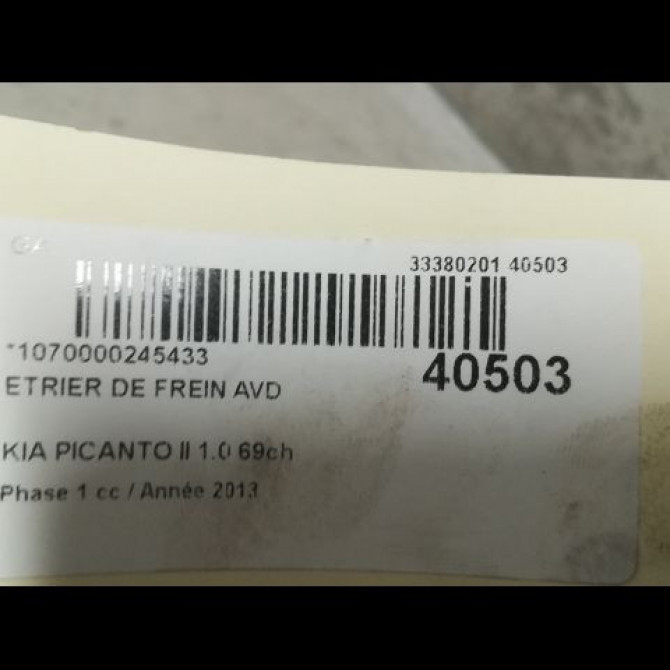 Etrier de frein avant droit occasion KIA PICANTO II Phase 1 07-2011->... 1.0 69ch 581901YA00 3