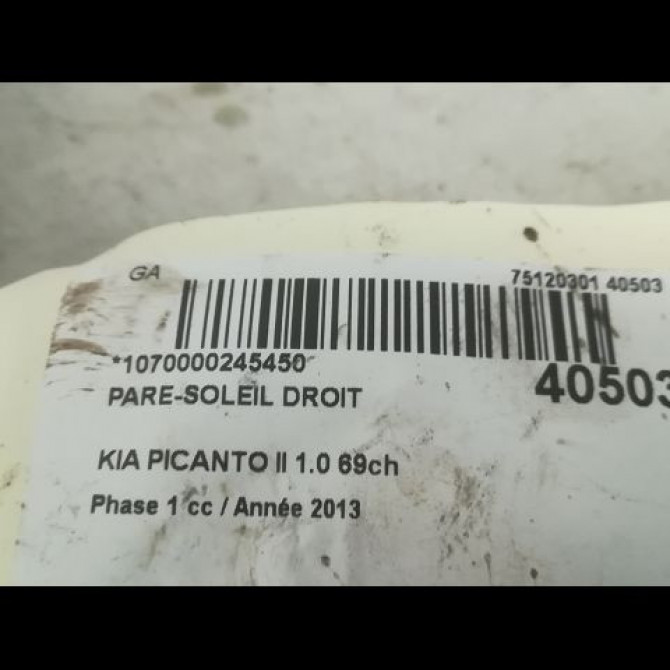 Pare-soleil droit occasion KIA PICANTO II Phase 1 07-2011->... 1.0 69ch 852201Y2108O 3