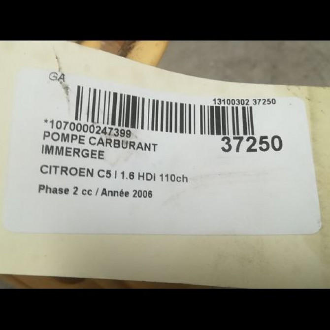 Pompe à carburant immergée occasion CITROEN C5 I Phase 2 09-2004->06-2008 1.6 HDi 110ch 5