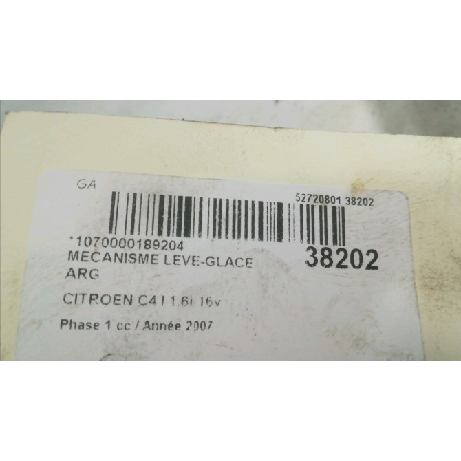 Mecanisme leve-glace arrière gauche occasion CITROEN C4 I Phase 1 11-2004->07-2008 1.6i 16v 922389 3